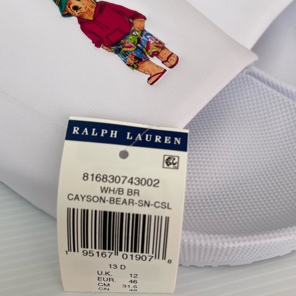 Polo Ralph Lauren Cayson Bear Pool White Sandals Sz 13 New - Picture 6 of 6